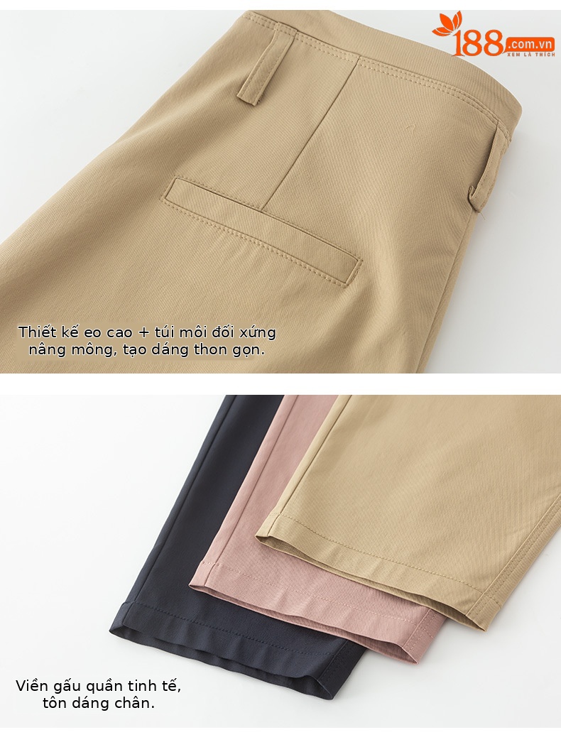 Quần culottes ống rộng chất Modal ủi phẳng dáng lưỡi liềm dài 9 phân — Màu xanh navy chi tiết 20