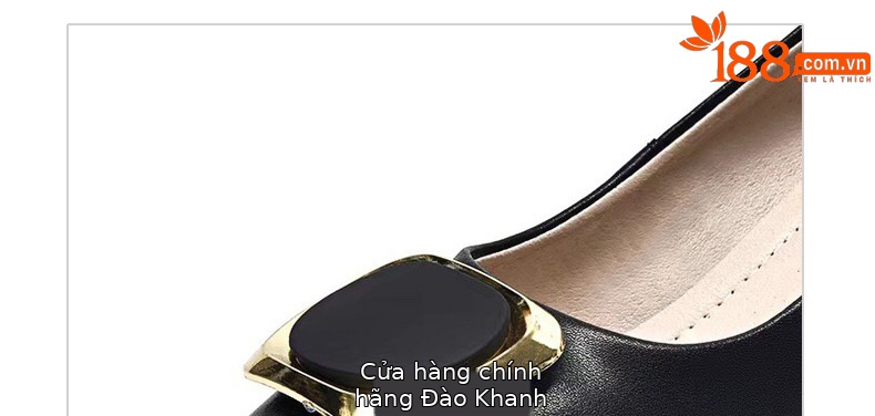 Giày cao gót nữ da thật mũi nhọn miệng nông gót dày màu đen — Màu đen chi tiết 12