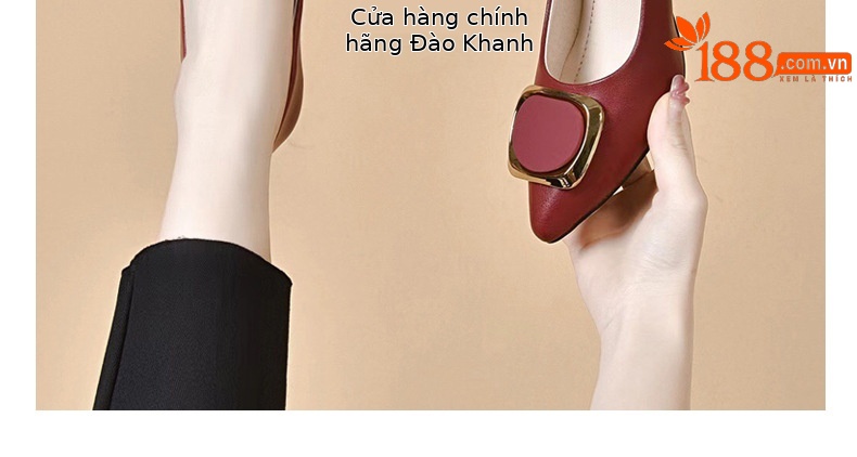 Giày cao gót nữ da thật mũi nhọn miệng nông gót dày màu đen — Màu đen chi tiết 22
