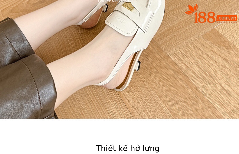 Giày sandal hở lưng nữ mũi nhọn gót thấp da mềm — Màu đen chi tiết 7