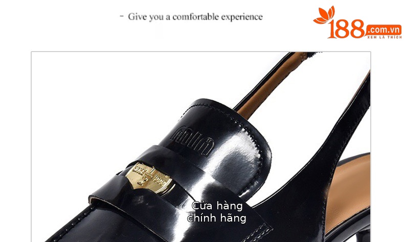 Giày sandal hở lưng nữ mũi nhọn gót thấp da mềm — Màu đen chi tiết 14