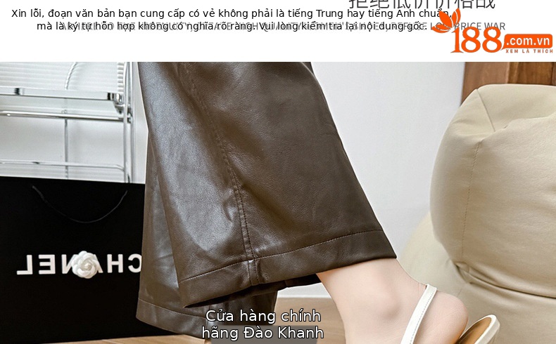 Giày sandal hở lưng nữ mũi nhọn gót thấp da mềm — Màu đen chi tiết 29