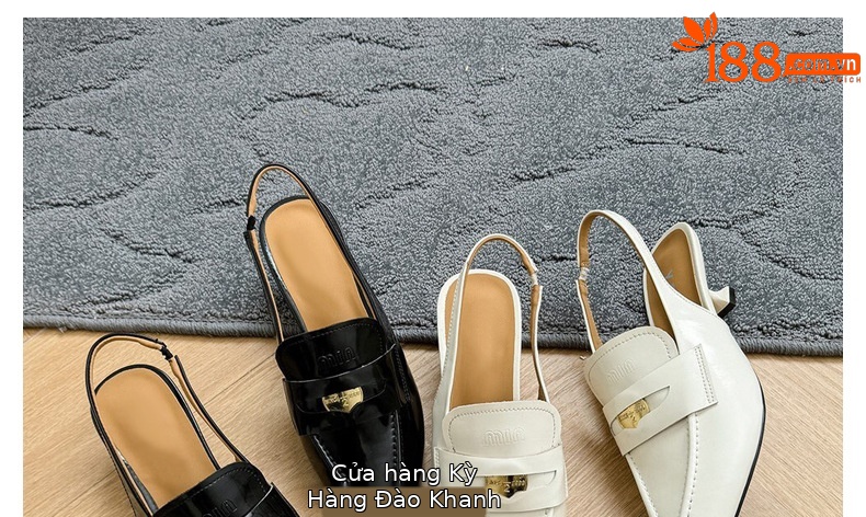 Giày sandal hở lưng nữ mũi nhọn gót thấp da mềm — Màu đen chi tiết 31