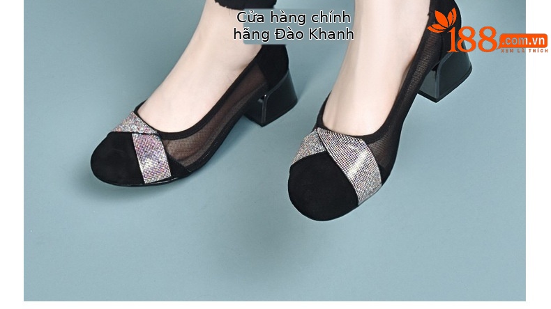Giày sandal nữ da thật mũi tròn đế mềm gót thô 2.5 cm — Gót đen cao 2.5 cm chi tiết 2