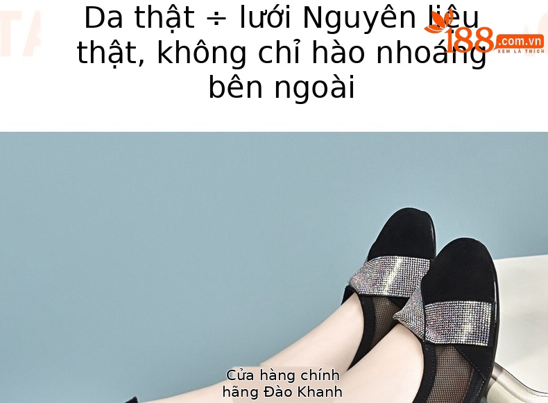 Giày sandal nữ da thật mũi tròn đế mềm gót thô 2.5 cm — Gót đen cao 2.5 cm chi tiết 6