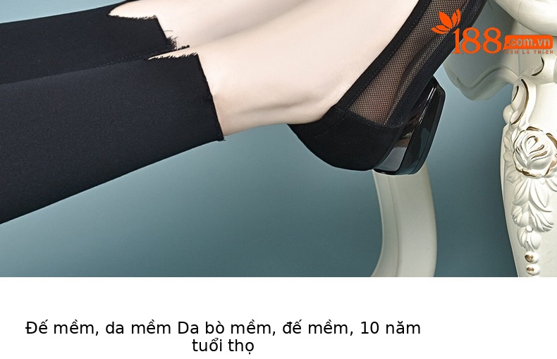 Giày sandal nữ da thật mũi tròn đế mềm gót thô 2.5 cm — Gót đen cao 2.5 cm chi tiết 7