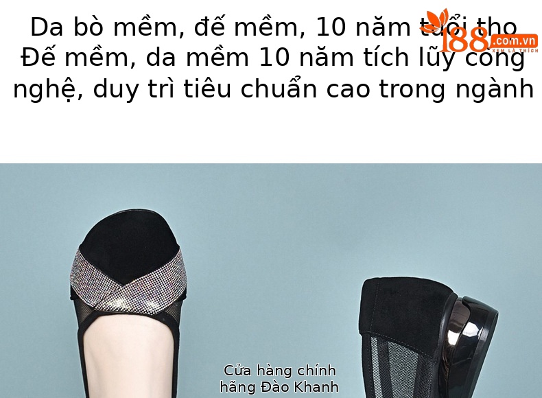 Giày sandal nữ da thật mũi tròn đế mềm gót thô 2.5 cm — Gót đen cao 2.5 cm chi tiết 8