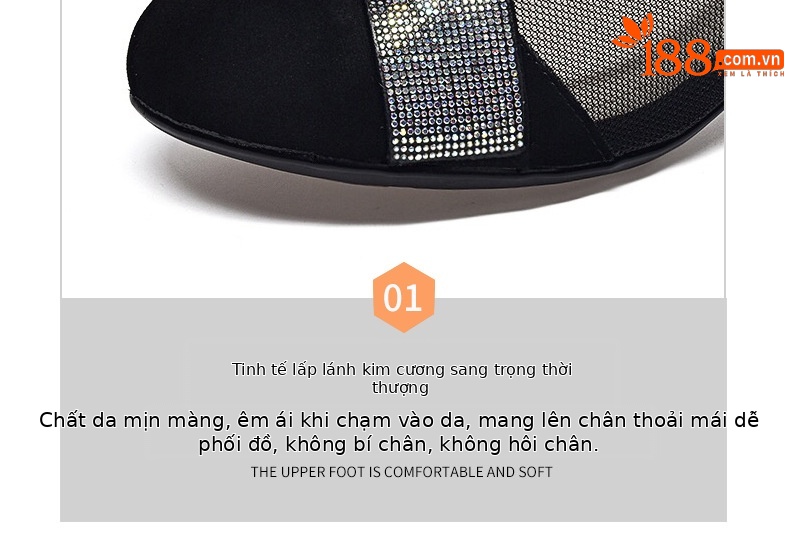 Giày sandal nữ da thật mũi tròn đế mềm gót thô 2.5 cm — Gót đen cao 2.5 cm chi tiết 13