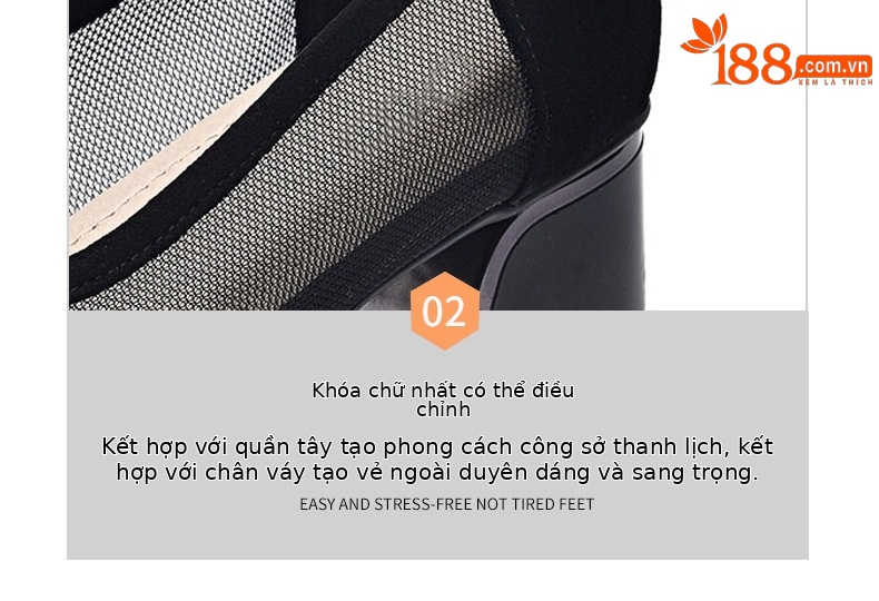 Giày sandal nữ da thật mũi tròn đế mềm gót thô 2.5 cm — Gót đen cao 2.5 cm chi tiết 15