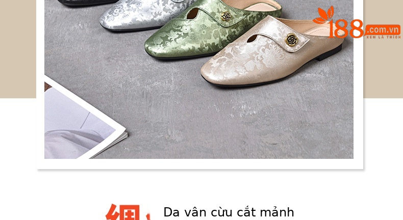 Dép lê nữ da thật mũi kín đế mềm dễ mang — Màu đen chi tiết 5