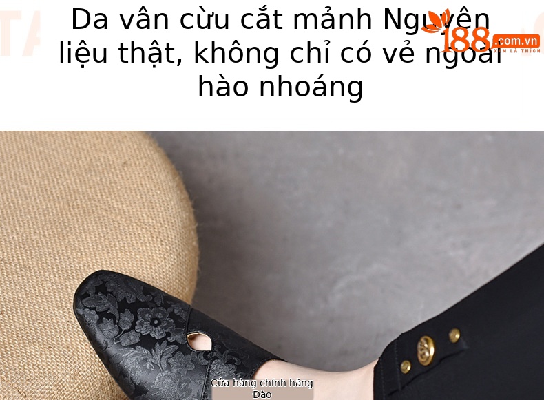 Dép lê nữ da thật mũi kín đế mềm dễ mang — Màu đen chi tiết 6