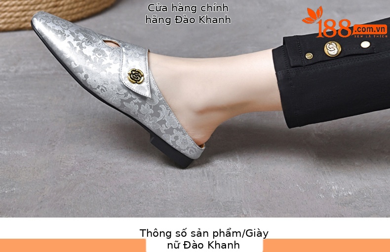 Dép lê nữ da thật mũi kín đế mềm dễ mang — Màu đen chi tiết 9