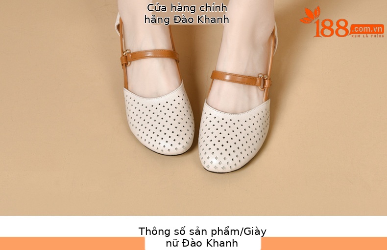 Sandal nữ da thật mũi tròn gót vuông đế mềm khoét lỗ hè — Màu đen chi tiết 9
