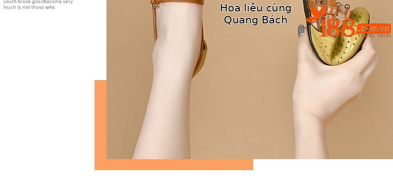 Sandal nữ da thật mũi tròn gót vuông đế mềm khoét lỗ hè — Màu đen chi tiết 25