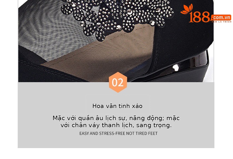 Giày sandal nữ da cừu mềm lưới thoáng khí mũi tròn đế bệt — Màu đen chi tiết 15