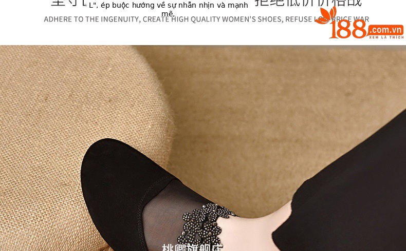 Giày sandal nữ da cừu mềm lưới thoáng khí mũi tròn đế bệt — Màu đen chi tiết 29