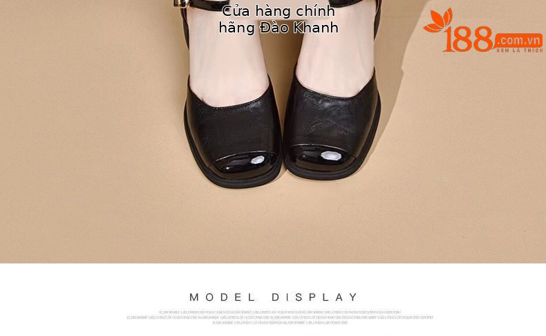 Dép sandal nữ da thật mũi vuông retro quai ngang đế xuồng — Màu nâu chi tiết 21