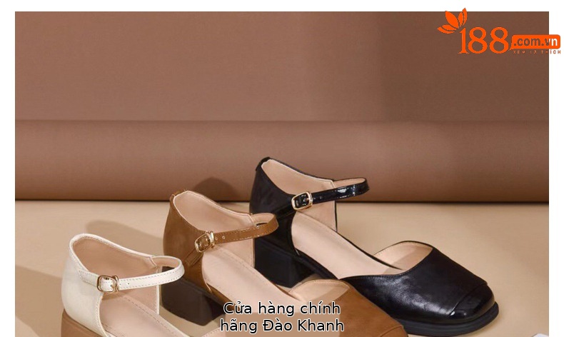 Dép sandal nữ da thật mũi vuông retro quai ngang đế xuồng — Màu nâu chi tiết 31