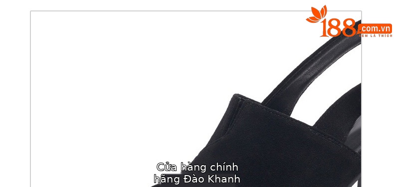 Sandal da thật đế xuồng La Mã nữ mũi hở gót cao — Màu đen chi tiết 12
