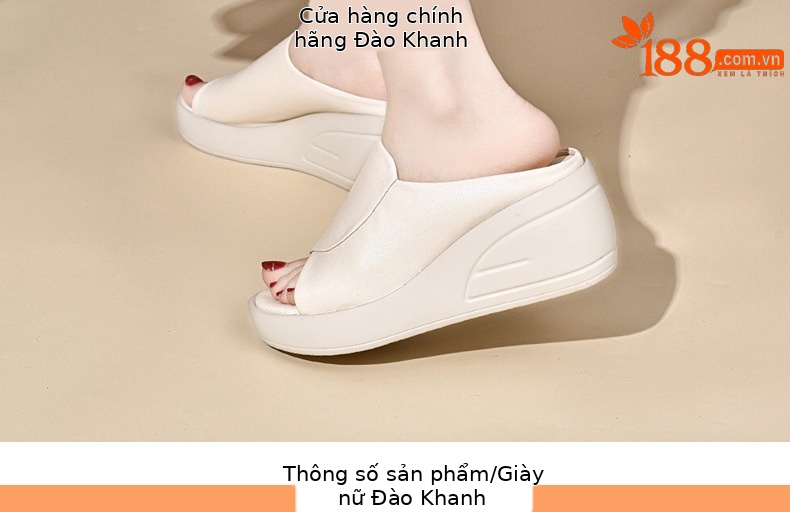 Dép sandal nữ đế xuồng da thật gót cao 9 cm phong cách thời trang — Màu đen chi tiết 9