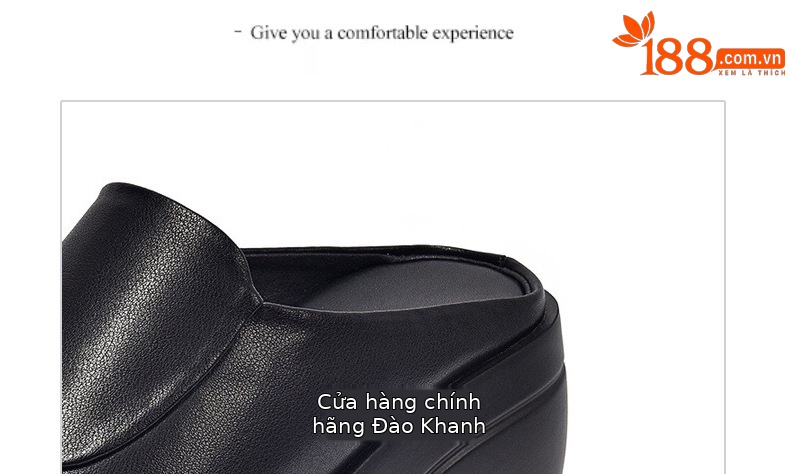 Dép sandal nữ đế xuồng da thật gót cao 9 cm phong cách thời trang — Màu đen chi tiết 14