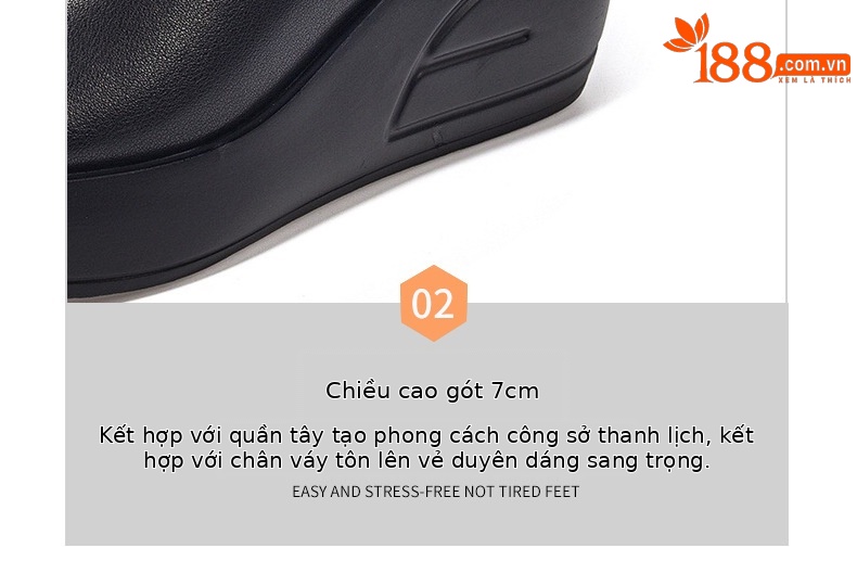 Dép sandal nữ đế xuồng da thật gót cao 9 cm phong cách thời trang — Màu đen chi tiết 15