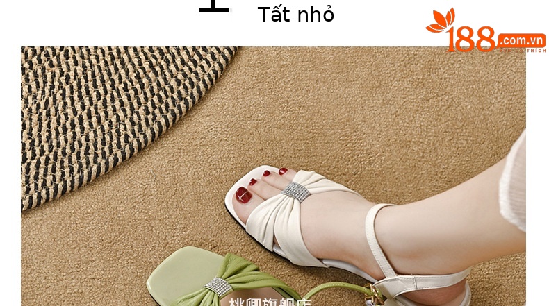 Sandal quai ngang da cừu mềm gót dày 9 cm — Màu đen chi tiết 18