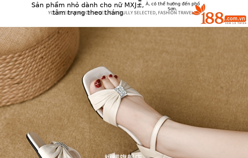 Sandal quai ngang da cừu mềm gót dày 9 cm — Màu đen chi tiết 20