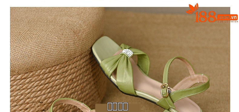 Sandal quai ngang da cừu mềm gót dày 9 cm — Màu đen chi tiết 22