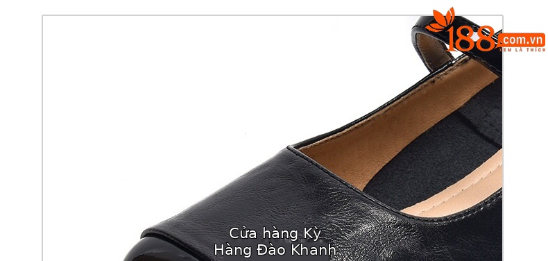 Giày nữ mũi vuông da thật gót vuông retro đế mềm — Màu nâu chi tiết 12