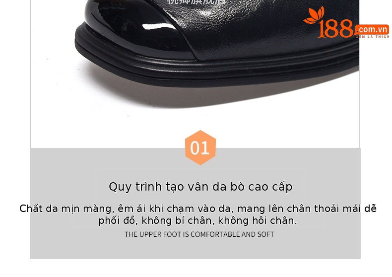Giày nữ mũi vuông da thật gót vuông retro đế mềm — Màu nâu chi tiết 13