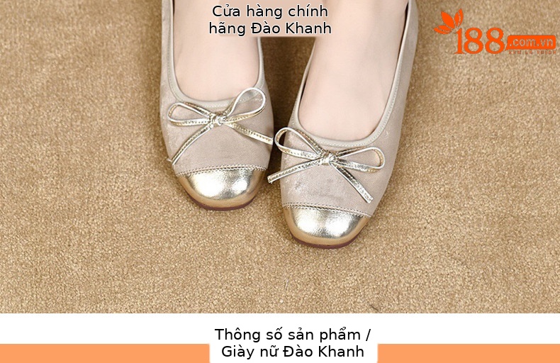 Giày lười nữ mũi tròn da mềm đế bệt xỏ chân — Màu Sâm panh chi tiết 9