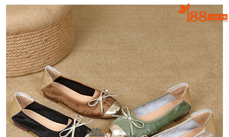 Giày lười nữ mũi tròn da mềm đế bệt xỏ chân — Màu Sâm panh chi tiết 31