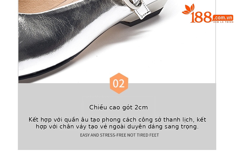 Dép nữ da thật xỏ ngón đế bệt mũi tròn màu bạc sáng bóng — Màu vàng cổ chi tiết 15
