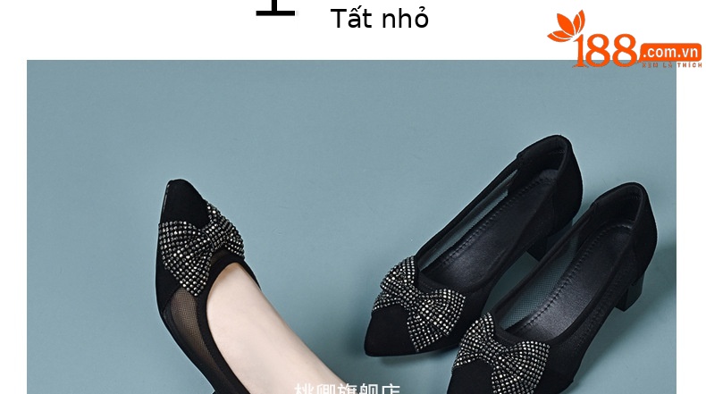 Giày cao gót nữ mũi nhọn da thật gót 5 cm nơ bướm lưới thoáng khí — Chiều cao gót 5 cm gót nhọn chi tiết 18