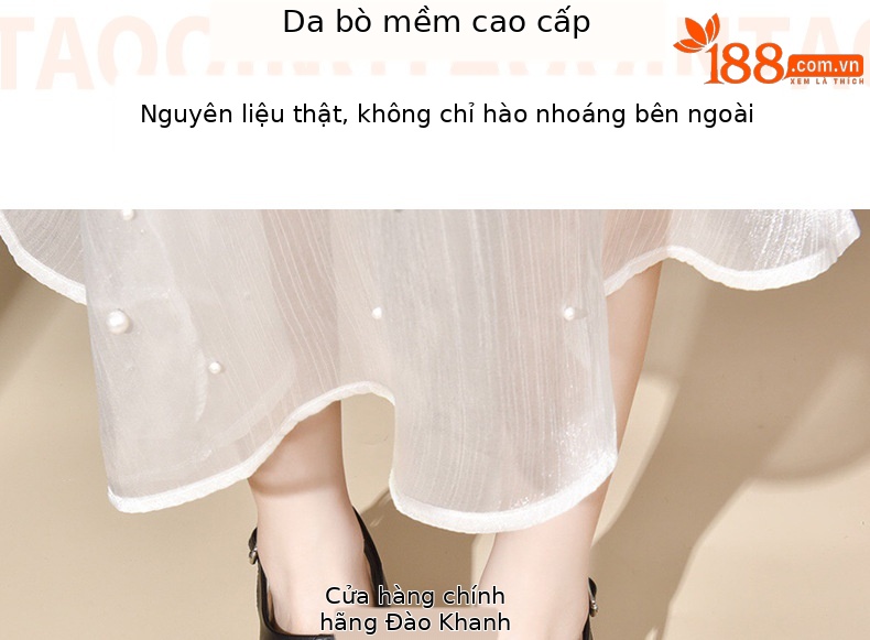 Sandal da thật nữ gót wedge đế xuồng platform cao 9 cm, dáng đế dày thoải mái — Màu đen chi tiết 6
