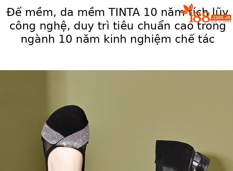 Giày sandal nữ da thật mũi tròn gót 4 cm đế mềm — Chiều cao gót 4 cm chi tiết 8