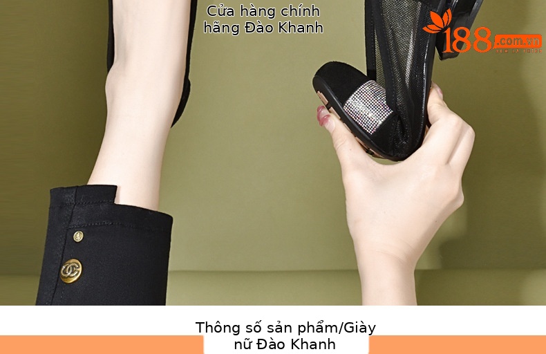 Giày sandal nữ da thật mũi tròn gót 4 cm đế mềm — Chiều cao gót 4 cm chi tiết 9