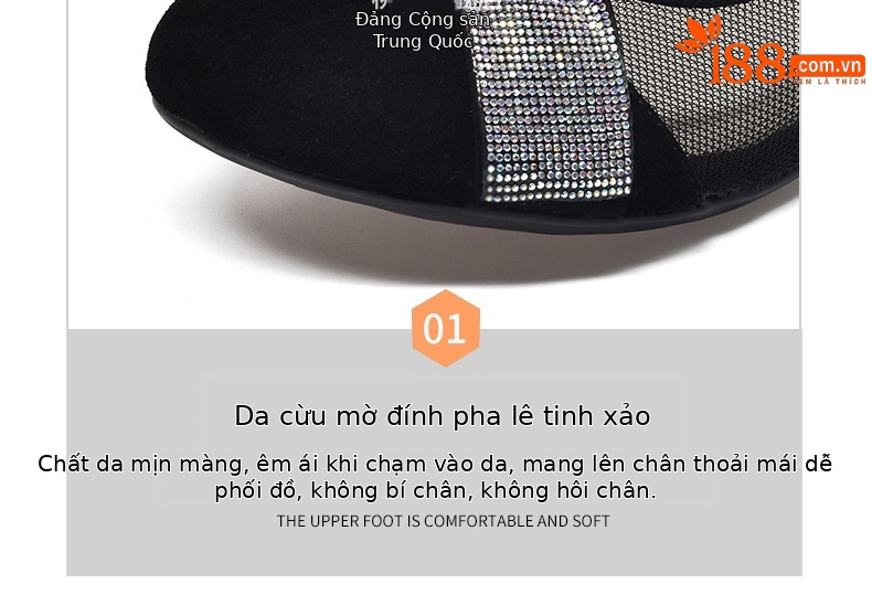 Giày sandal nữ da thật mũi tròn gót 4 cm đế mềm — Chiều cao gót 4 cm chi tiết 13
