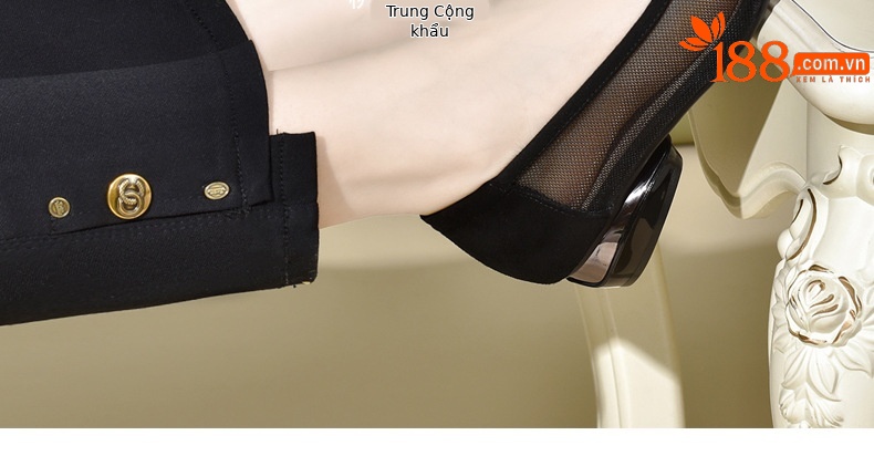 Giày sandal nữ da thật mũi tròn gót 4 cm đế mềm — Chiều cao gót 4 cm chi tiết 30