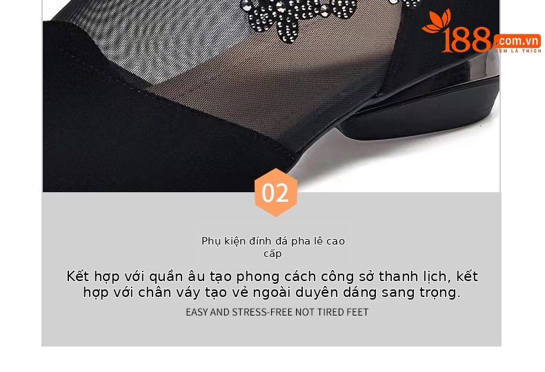 Giày sandal nữ da thật mũi tròn gót vuông 5 cm khoét lỗ hở mũi — Chiều cao gót 5 cm chi tiết 15
