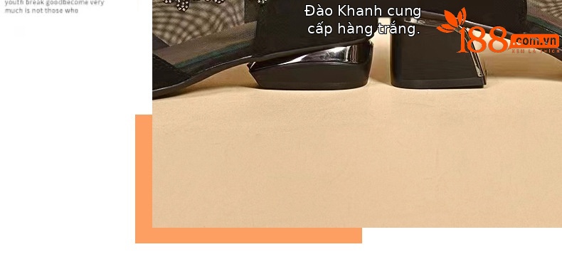 Giày sandal nữ da thật mũi tròn gót vuông 5 cm khoét lỗ hở mũi — Chiều cao gót 5 cm chi tiết 25