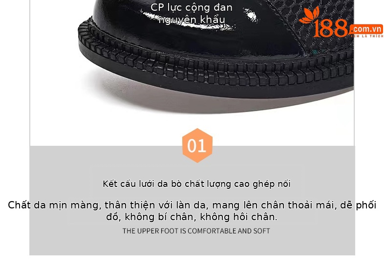 Giày cao gót nữ da thật mũi tròn gót vuông ổn định, đế mềm da bóng, kiểu dáng khoét sâu — Màu đen chi tiết 13