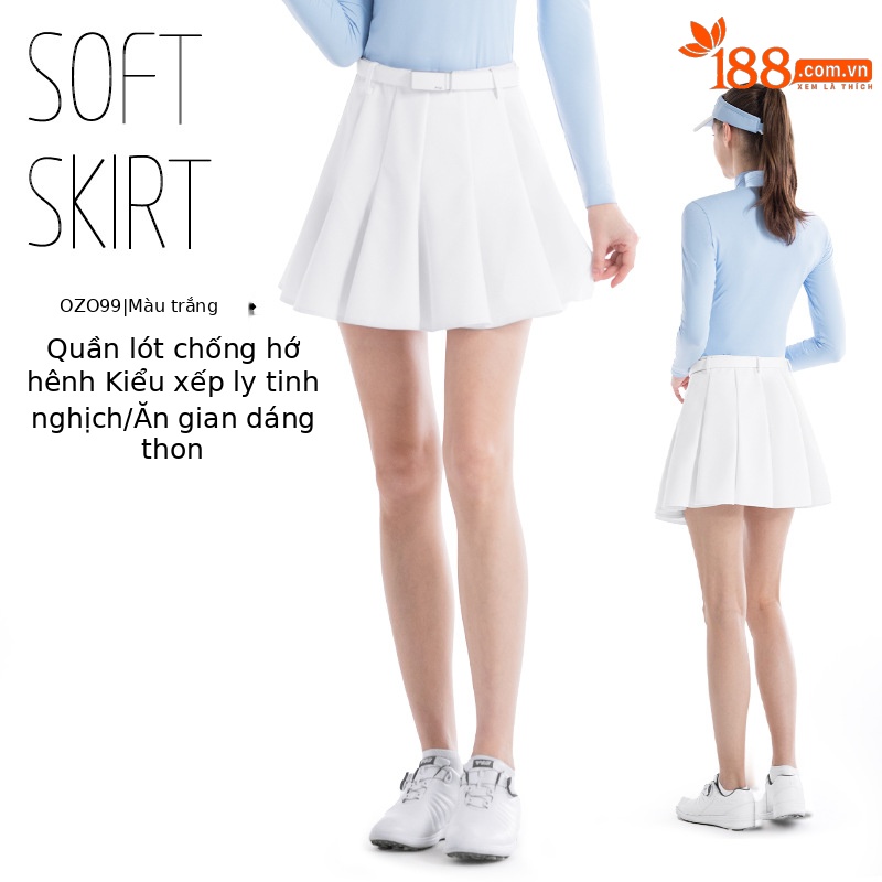 QZ099 váy trắng [xếp ly/Chống Chói đáy]