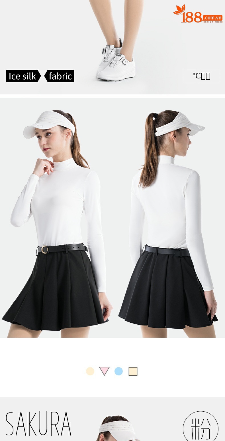 Áo golf nữ chống nắng lụa băng phối váy xếp ly bộ thể thao mùa hè — QZ099 váy trắng [xếp ly/Chống Chói đáy], Áo lót màu xanh pha lê Băng YF668 [lụa lạnh/Kem chống nắng UPF50], YF668 màu da [mát lạnh lụa/chống nắng UPF50] Áo lót, Áo lót YF668 màu trắng [lụa lạnh/chống nắng UPF50] chi tiết 6