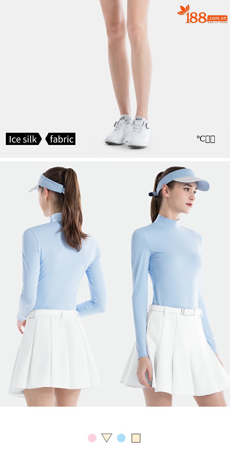 Áo golf nữ chống nắng lụa băng phối váy xếp ly bộ thể thao mùa hè — QZ099 váy trắng [xếp ly/Chống Chói đáy], Áo lót màu xanh pha lê Băng YF668 [lụa lạnh/Kem chống nắng UPF50], YF668 màu da [mát lạnh lụa/chống nắng UPF50] Áo lót, Áo lót YF668 màu trắng [lụa lạnh/chống nắng UPF50] chi tiết 9