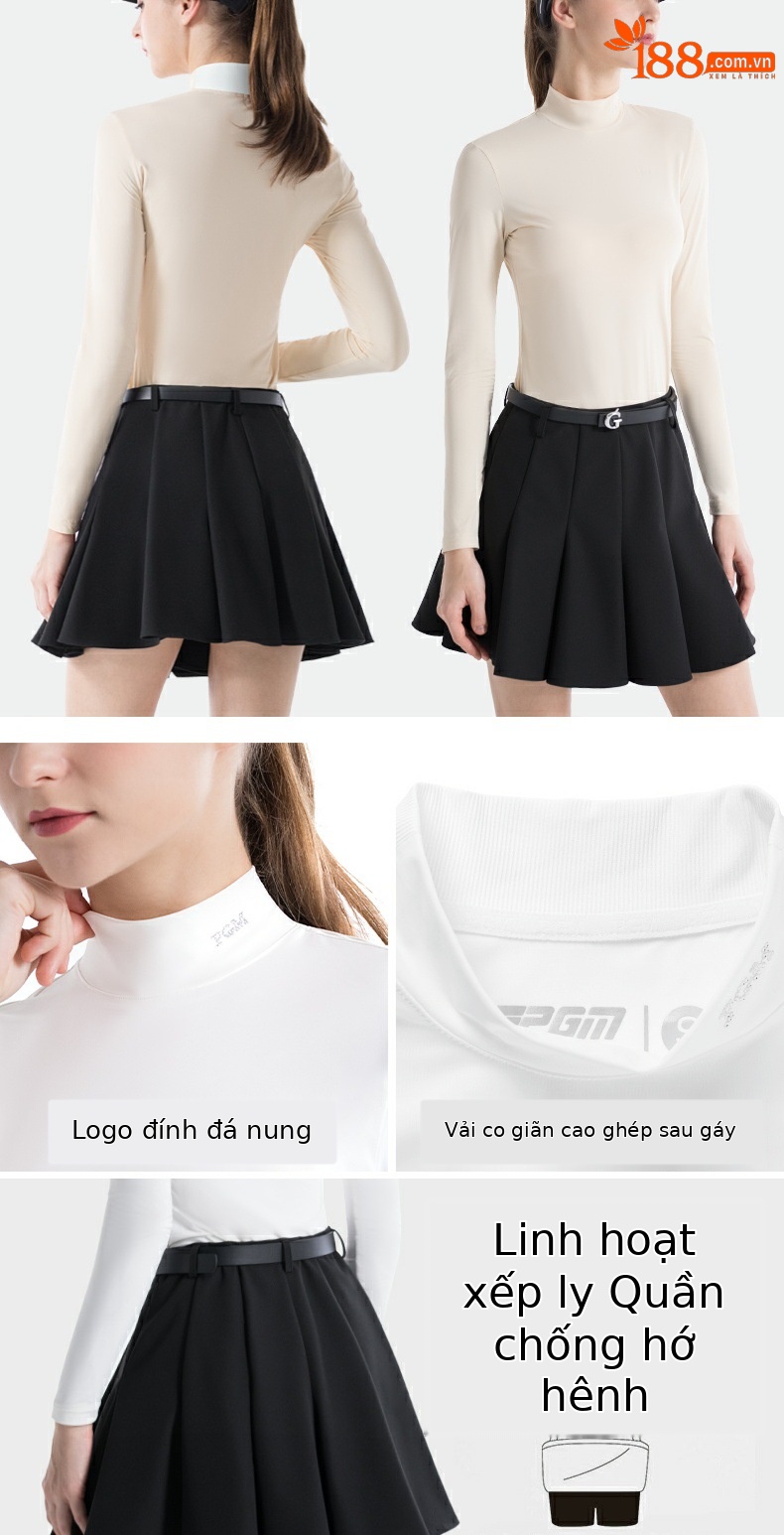 Áo golf nữ chống nắng lụa băng phối váy xếp ly bộ thể thao mùa hè — QZ099 váy trắng [xếp ly/Chống Chói đáy], Áo lót màu xanh pha lê Băng YF668 [lụa lạnh/Kem chống nắng UPF50], YF668 màu da [mát lạnh lụa/chống nắng UPF50] Áo lót, Áo lót YF668 màu trắng [lụa lạnh/chống nắng UPF50] chi tiết 11