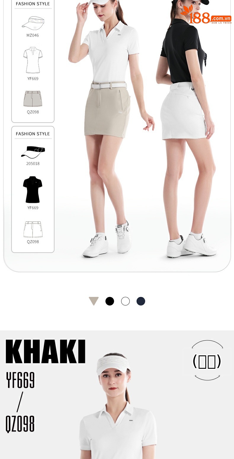 Váy golf nữ PGM mùa hè dáng ngắn ôm hông thể thao — QZ098 [váy ôm hông] màu xanh nước biển, QZ098 [váy ôm hông] kaki, QZ098 [váy ôm hông] màu đen, QZ098 [váy ôm hông] màu trắng chi tiết 3
