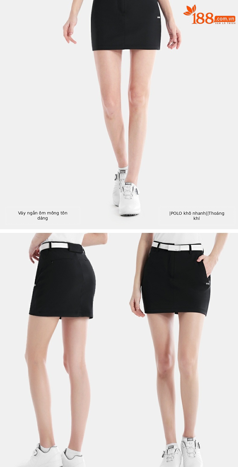 Váy golf nữ PGM mùa hè dáng ngắn ôm hông thể thao — QZ098 [váy ôm hông] màu xanh nước biển, QZ098 [váy ôm hông] kaki, QZ098 [váy ôm hông] màu đen, QZ098 [váy ôm hông] màu trắng chi tiết 6