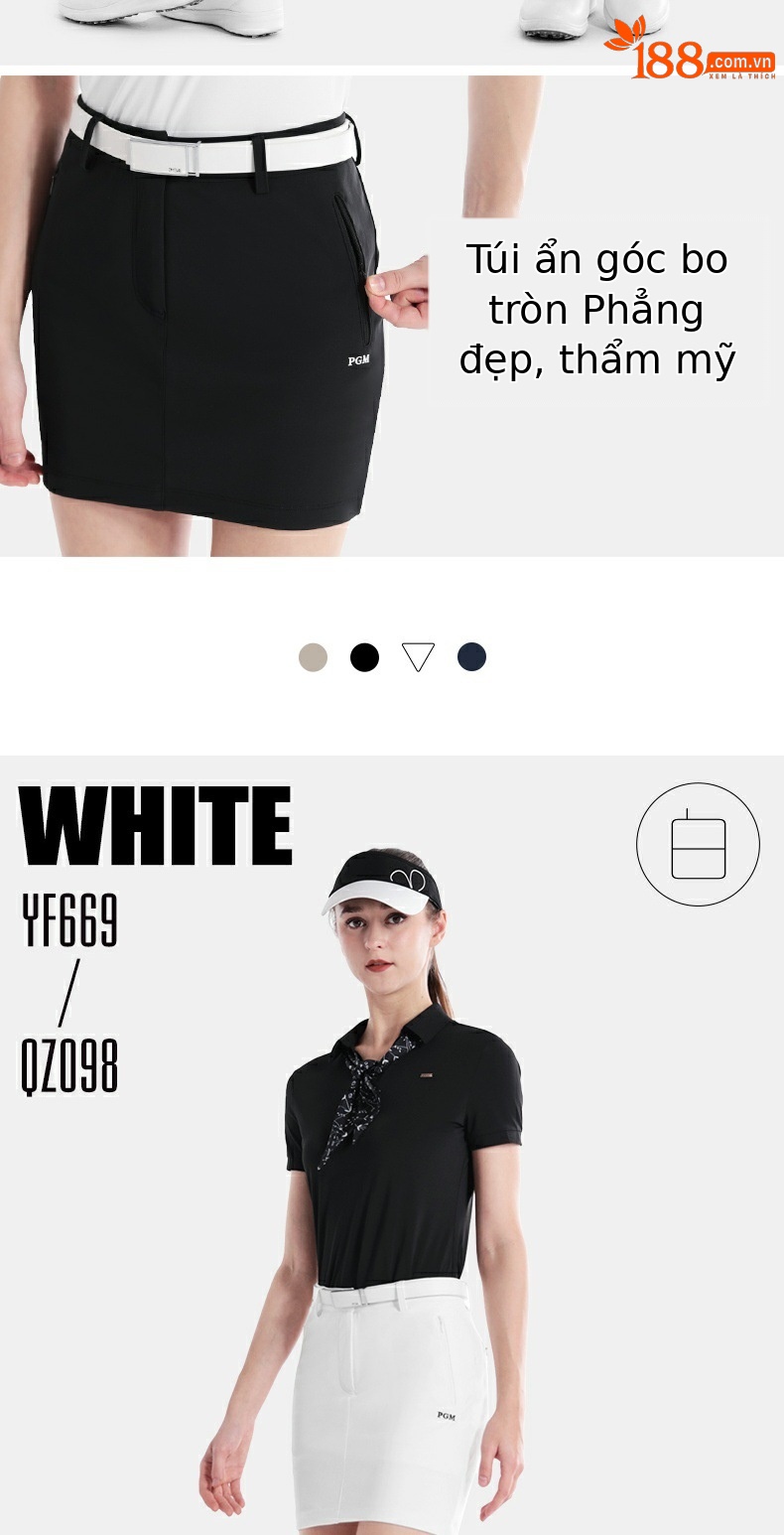 Váy golf nữ PGM mùa hè dáng ngắn ôm hông thể thao — QZ098 [váy ôm hông] màu xanh nước biển, QZ098 [váy ôm hông] kaki, QZ098 [váy ôm hông] màu đen, QZ098 [váy ôm hông] màu trắng chi tiết 7